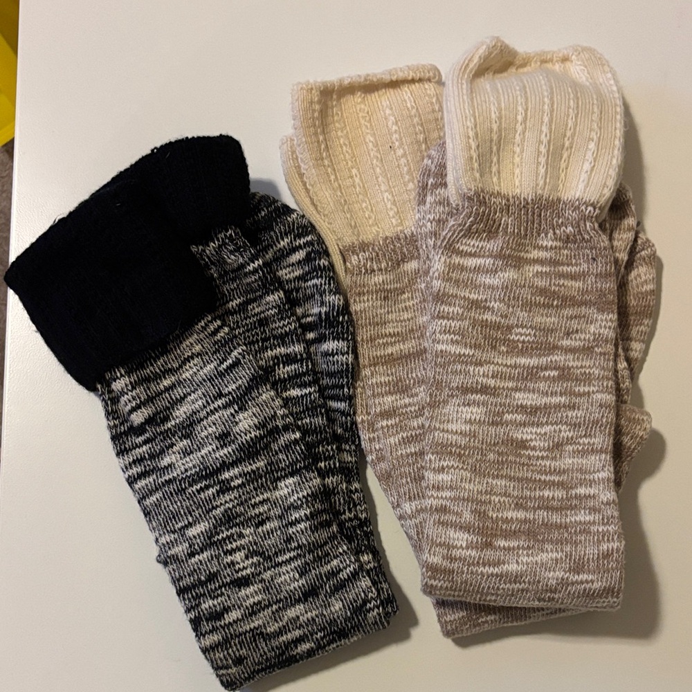 Vintage Cozy Knit Women’s Boot Socks - Black, Cream, and Brown